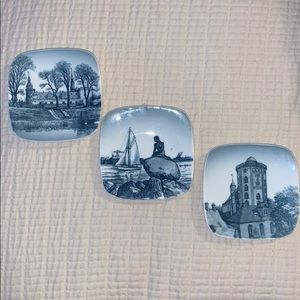 Danish wall art set of 3 Denmark porcelain plates
